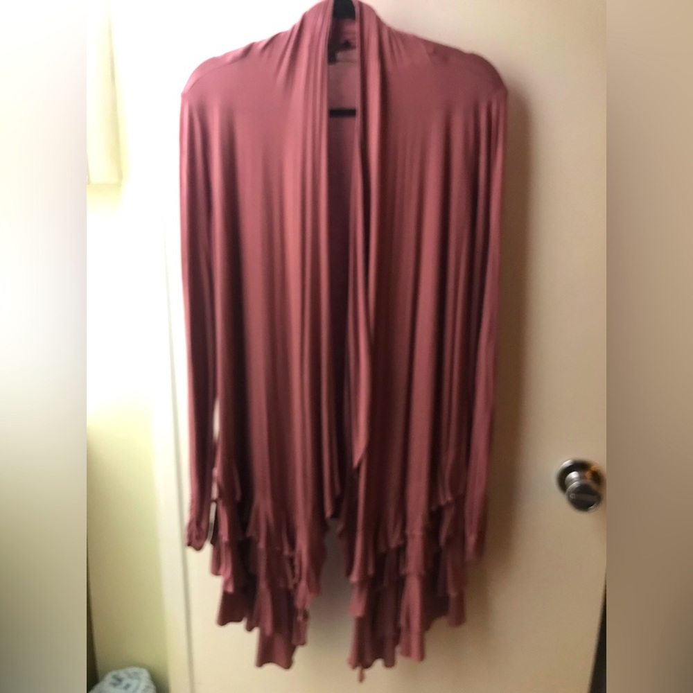 Pink Ruffle Lightweight Cardigan